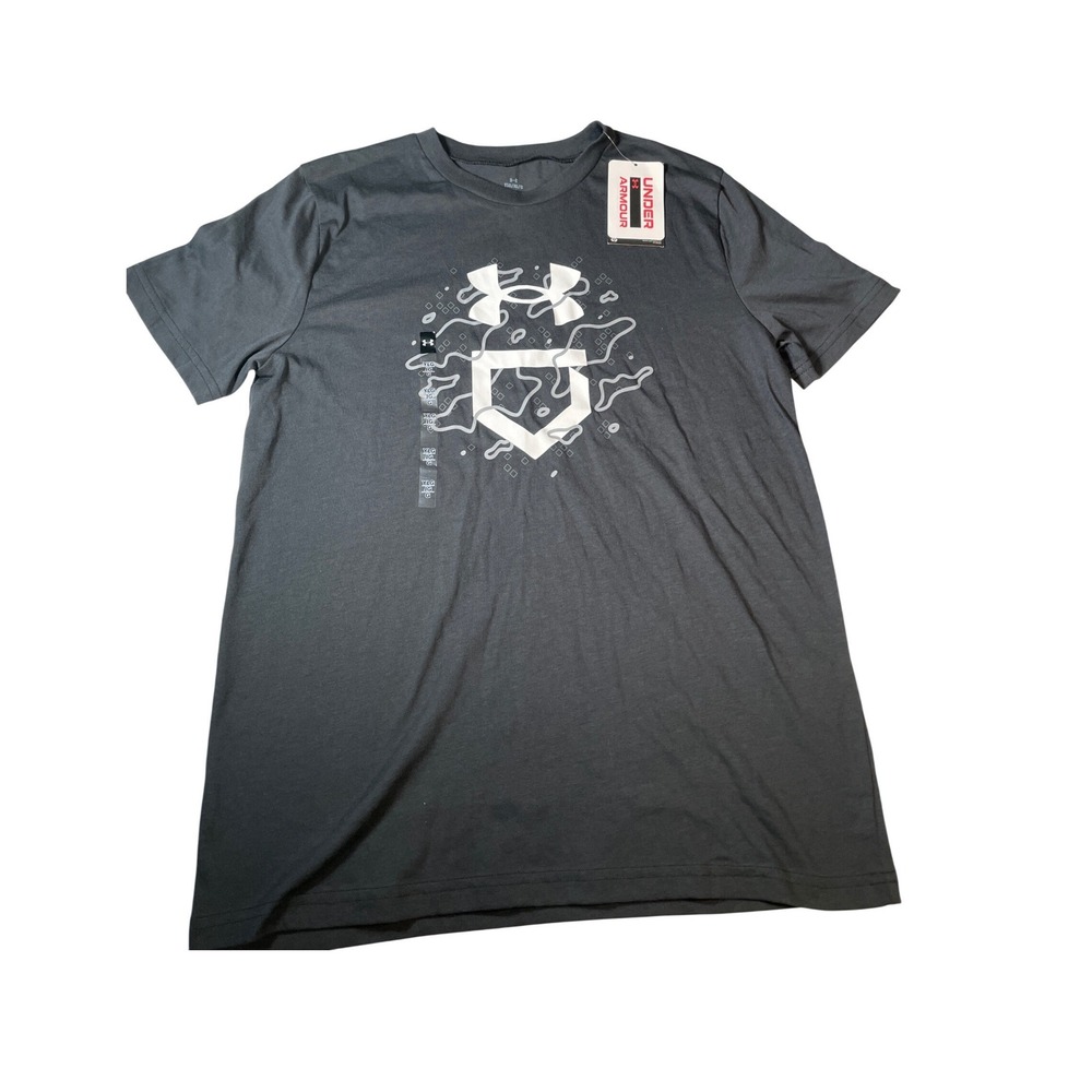 Under Armour Boys Charcoal Gray Baseball Home Plate Graphic Tee Shirt YLG NWT